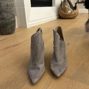 Cupid Light Gray Perforated Ankle Booties